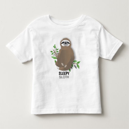 眠いナマケモノは交差した脚で座って昼寝 トドラーTシャツ (正面)