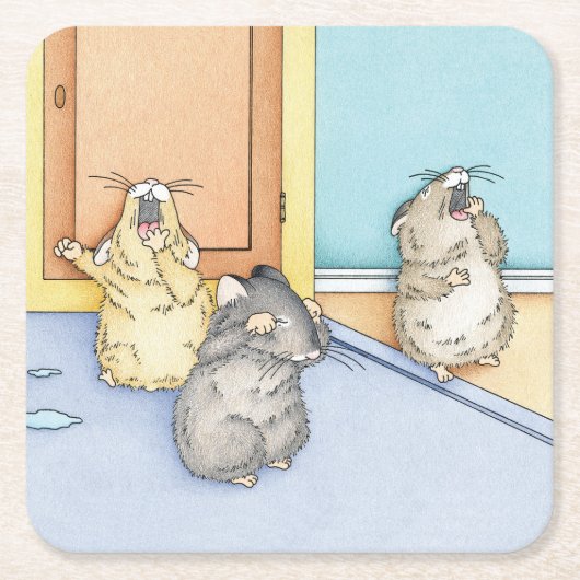 眠いハムスター スクエアペーパーコースター (正面)