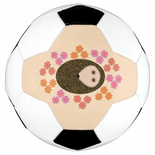 眠いハリネズミとフラワーサッカーボール サッカーボール (正面)