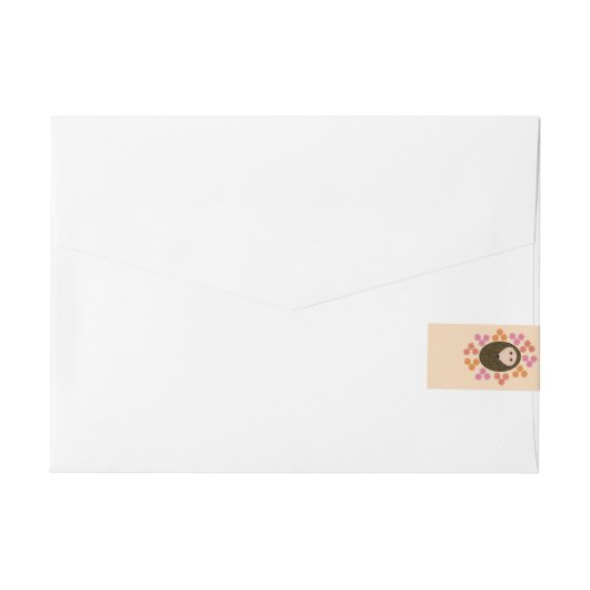 眠いハリネズミと花のラパーソナライズされたベル ラップアラウンド宛名ラベル (裏面)