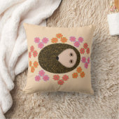眠いハリネズミと花の枕 クッション (ブランケット)