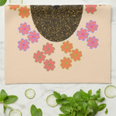 眠いハリネズミと花キッチンタオル キッチンタオル (折り畳み)