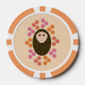 眠いハリネズミと花 ポーカーチップ (正面)