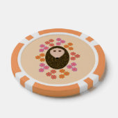 眠いハリネズミと花 ポーカーチップ (シングル)