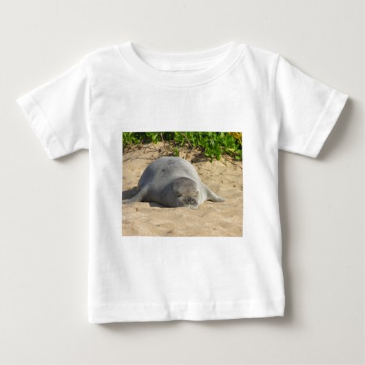 眠いハワイの修道士のシール ベビーTシャツ (正面)
