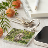 眠いバーレッドフクロウ キーホルダー (正面右)