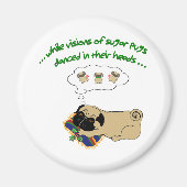 眠いパグクリスマス|おもしろいホリデー引用文かわいいパグ マグネット (正面)