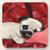 眠いパグパピー コースター (正面)