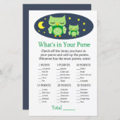 眠いフクロウあなたの財布ゲームのベビーシャワーに何がある (正面/裏面)