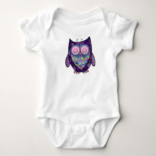 眠いフクロウの乳児のクリーパー ベビーボディスーツ