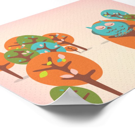 眠いフクロウ ポスター (角)