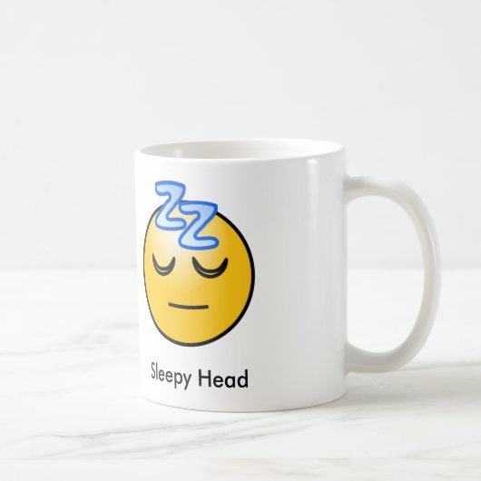 眠いヘッド顔文字のマグ コーヒーマグカップ (右)