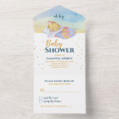 眠いベビーキャットカラフルベビーシャワー オールインワン招待状 (内側)