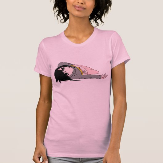 眠いマンガの女の子 Tシャツ (正面)
