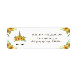 眠いユニコーンひまわり差出人住所ラベル ラベル