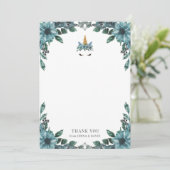 眠いユニコーンフローラベビーシャワーサンキューカード サンキューカード (スタンド正面)