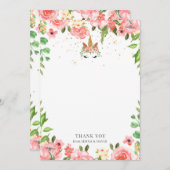 眠いユニコーンフローラベビーシャワーサンキューカード サンキューカード (正面/裏面)