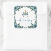 眠いユニコーンブルーフローラ男の子シール スクエアシール (バッグ)