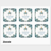 眠いユニコーンブルー感謝していフローラyou sticker スクエアシール (シート)