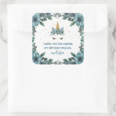 眠いユニコーンブルー感謝していフローラyou sticker スクエアシール (バッグ)