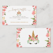 眠いユニコーン赤面フローラおむつラッフルチケット エンクロージャーカード (正面/裏面)