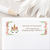 眠いユニコーン赤面フローラ差出人住所ラベル ラベル (インサイチュ)