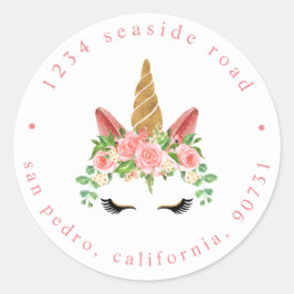 眠いユニコーン赤面フローラ差出人住所 ラウンドシール