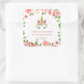 眠いユニコーン赤面感謝していフローラyouステッカー スクエアシール (バッグ)