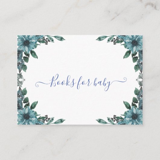 眠いユニコーン青いフローラの赤ちゃんシャワー エンクロージャーカード (裏面)