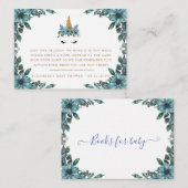 眠いユニコーン青いフローラの赤ちゃんシャワー エンクロージャーカード (正面/裏面)