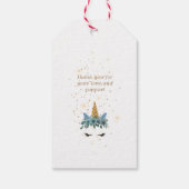 眠いユニコーン青いフローラベビーシャワーモノグラム ギフトタグ (裏面)