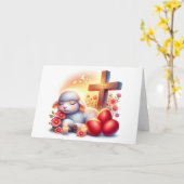 眠いラムハリストドッド復活祭 カード (黄色い花)