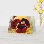 眠いレディバグ カード (黄色い花)