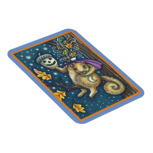 眠い中空とコーンのリス、面白いハロウィーン マグネット (右側)