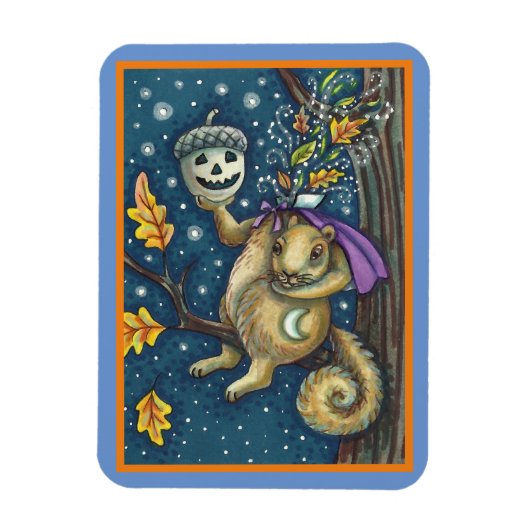 眠い中空とコーンのリス、面白いハロウィーン マグネット (縦)