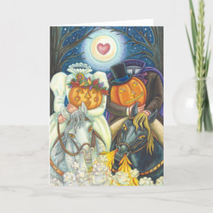 眠い中空の結婚ハロウィーンのグリーティングカードバンク カード