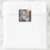 眠い中空サーカスピエロ、ゼブラユニコーンスティッカー スクエアシール (バッグ)