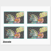 眠い中空サーカスピエロ、ゼブラユニコーンスティッカー 長方形シール (シート)