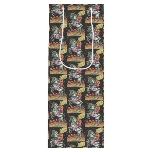 眠い中空サーカスピエロ、ユニコーンゼブラワインバッグ ワインギフトバッグ (正面)