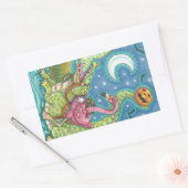 眠い中空ピンクのフラミンゴのステッカーシートRec 長方形シール (封筒)