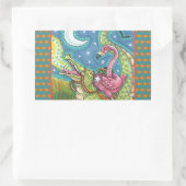 眠い中空ピンクのフラミンゴのステッカーシートRec 長方形シール (バッグ)