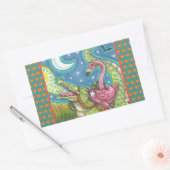 眠い中空ピンクのフラミンゴのステッカーシートRec 長方形シール (封筒)