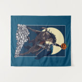 眠い中空ヘッドレスホースマン |ハロウィーン タペストリー (正面(横))