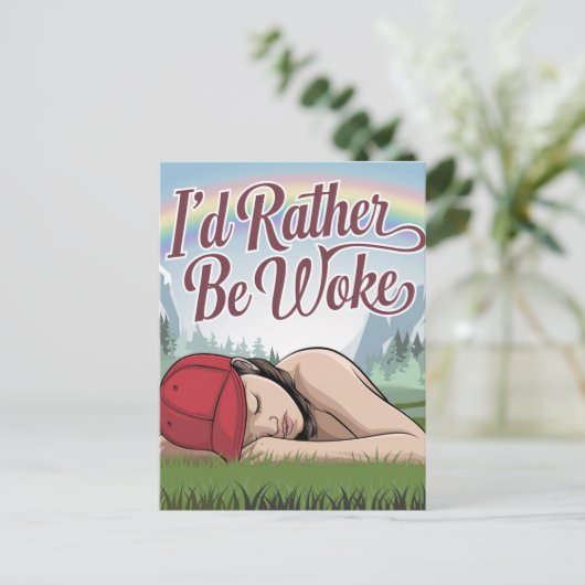 眠い人はむしろ山の虹を覚まされる ポストカード (スタンド正面)