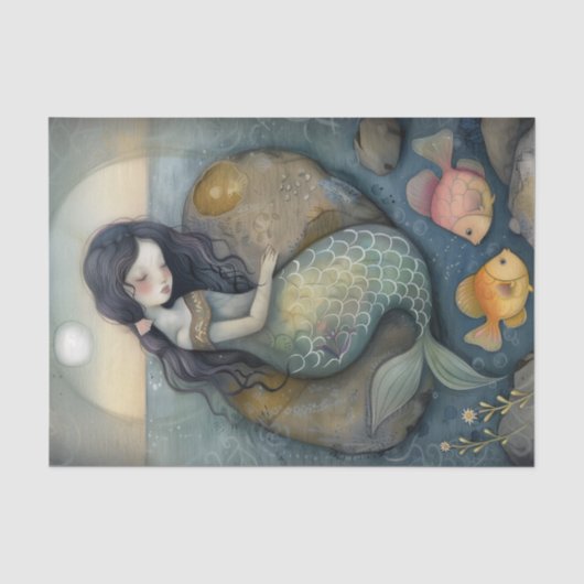 眠い人魚ガールデコペティッシュペーパー 薄葉紙 (正面)
