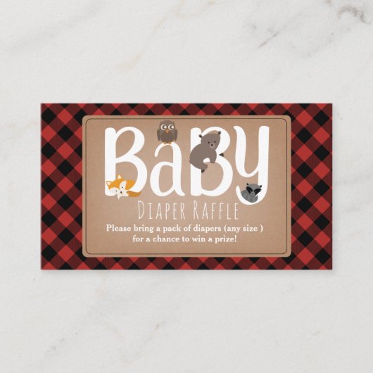 眠い動物スタープレイドおむつラッフル エンクロージャーカード (正面)