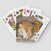 眠い夢を見る大人のライオンを岩に トランプ (裏面)