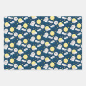 眠い太陽と月の赤ちゃんシャワー ラッピングペーパーシート (正面3)