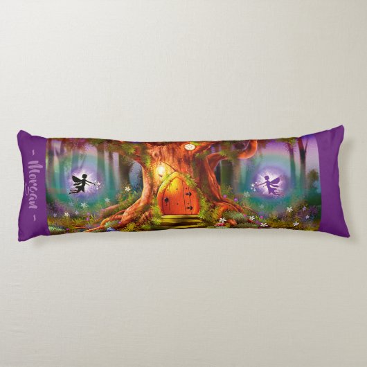 眠い妖精の魔法の木。 紫色の巨大なカスタム ボディピロー (裏面)