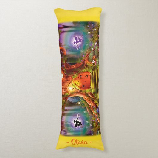 眠い妖精の魔法の木。 黄色く巨大なカスタム ボディピロー (正面縦)